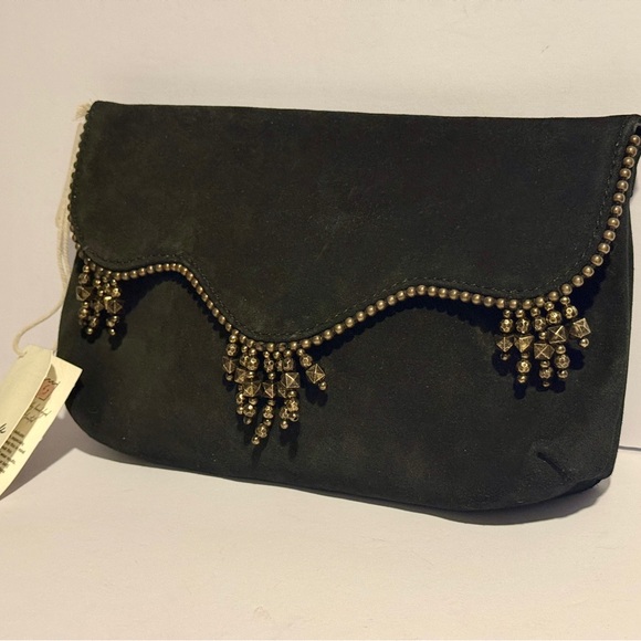 Free People Handbags - NWT Free People Icicle Drop Suede Clutch Bag Black NEW